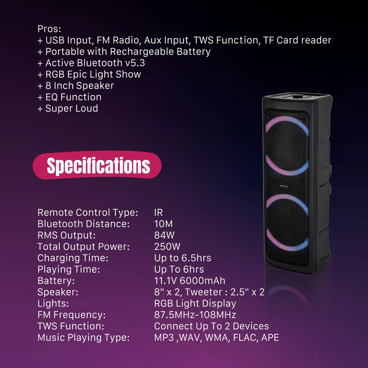 Ultra-Link Electro Series - 250w Party Speaker - Image 3